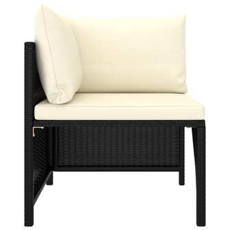 Hoekbank sectioneel met kussens poly rattan zwart 3