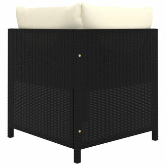 Hoekbank sectioneel met kussens poly rattan zwart 4