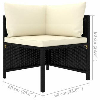 Hoekbank sectioneel met kussens poly rattan zwart 5