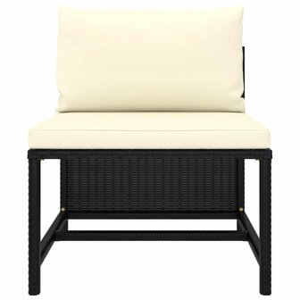 Middenbank sectioneel met kussens poly rattan zwart 2