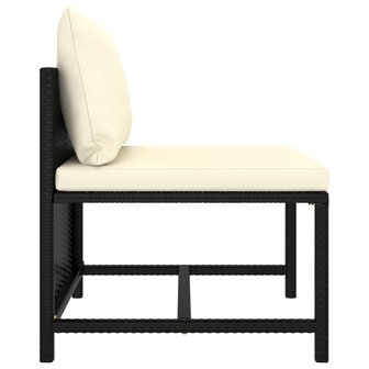 Middenbank sectioneel met kussens poly rattan zwart 3