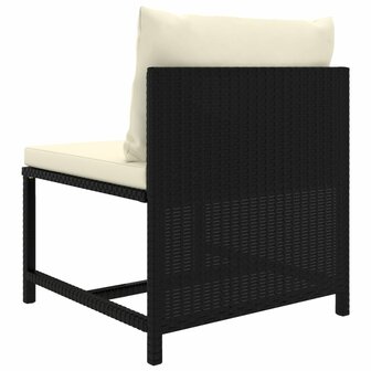 Middenbank sectioneel met kussens poly rattan zwart 4