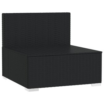 Tuinmiddenbank met kussens poly rattan zwart 3