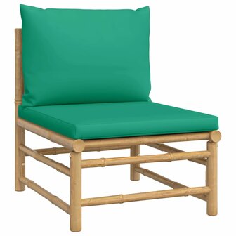 Tuinmiddenbank met kussens bamboe groen 2