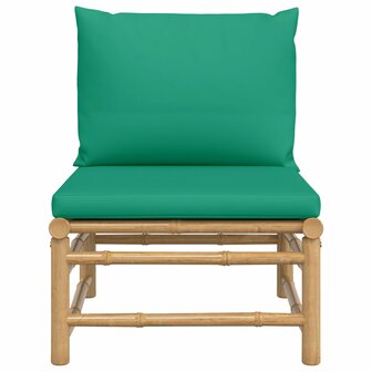 Tuinmiddenbank met kussens bamboe groen 3