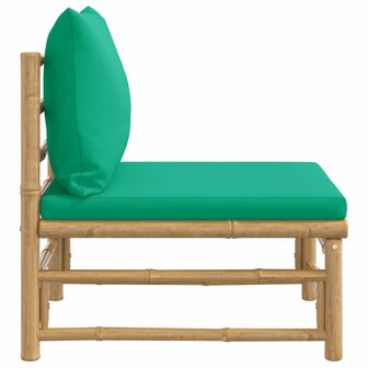 Tuinmiddenbank met kussens bamboe groen 4