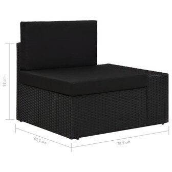 Hoekbank met linkerarmleuning sectioneel poly rattan zwart 7