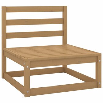 Tuinmiddenbank met cr&egrave;mekleurige kussens massief grenenhout 2