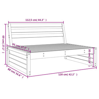 Tuinmiddenbank 120x80 cm massief grenenhout wit 7