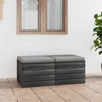 Tuinhockers 2 st met kussens pallet massief grenenhout 1