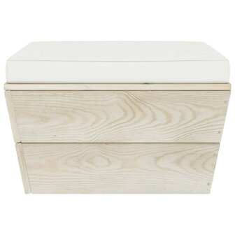 Tuinhocker met kussen pallet ge&iuml;mpregneerd vurenhout 3