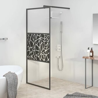 Inloopdouchewand met stenenmotief 80x195 cm ESG-glas zwart 1