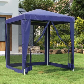 Partytent met 4 mesh zijwanden 2x2 m HDPE blauw 1