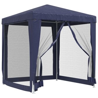 Partytent met 4 mesh zijwanden 2x2 m HDPE blauw 2