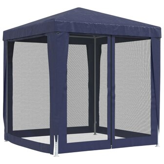 Partytent met 4 mesh zijwanden 2x2 m HDPE blauw 5