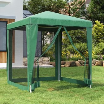 Partytent met 4 mesh zijwanden 2x2 m HDPE groen 1