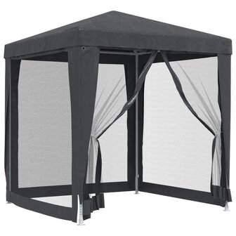 Partytent met 4 mesh zijwanden 2x2 m HDPE antracietkleurig 2