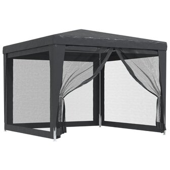 Partytent met 4 mesh zijwanden 3x3 m HDPE antracietkleurig 2