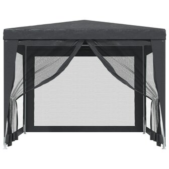 Partytent met 4 mesh zijwanden 3x3 m HDPE antracietkleurig 3