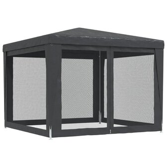 Partytent met 4 mesh zijwanden 3x3 m HDPE antracietkleurig 5