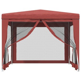 Partytent met 4 mesh zijwanden 3x3 m HDPE rood 3