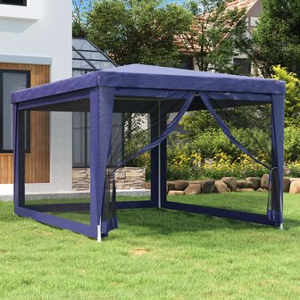 Partytent met 4 mesh zijwanden 3x4 m HDPE blauw 1