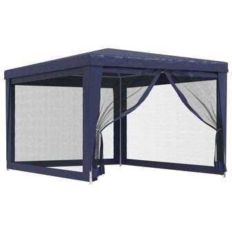 Partytent met 4 mesh zijwanden 3x4 m HDPE blauw 2