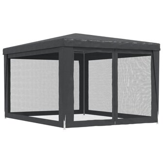 Partytent met 4 mesh zijwanden 3x4 m HDPE antracietkleurig 5
