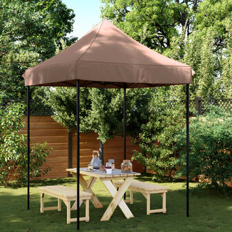 Partytent inklapbaar pop-up 200x200x306 cm bruin 1