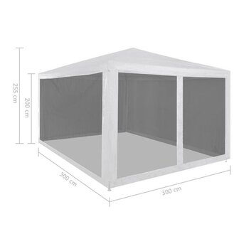 Partytent met 4 mesh zijwanden 3x3 m 6