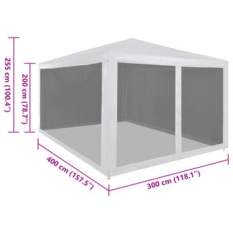 Partytent met 4 mesh zijwanden 4x3 m 6