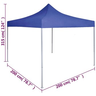 Partytent professioneel inklapbaar 2x2 m staal blauw 9