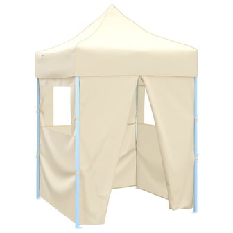 Partytent met 4 zijwanden inklapbaar 2x2 m staal cr&egrave;me 1