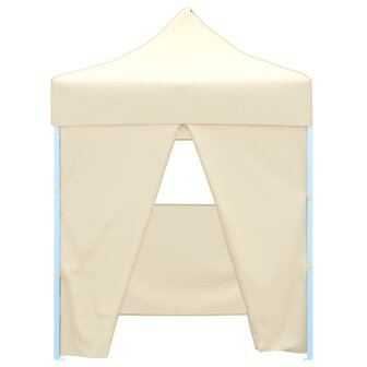 Partytent met 4 zijwanden inklapbaar 2x2 m staal cr&egrave;me 2