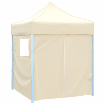 Partytent met 4 zijwanden inklapbaar 2x2 m staal cr&egrave;me 3