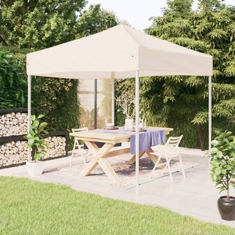 Partytent inklapbaar 2x2 m cr&egrave;mekleurig 1