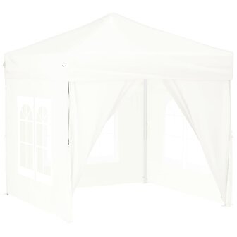 Partytent inklapbaar met zijwanden 2x2 m wit 2