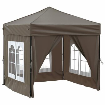 Partytent inklapbaar met zijwanden 2x2 m taupe 2