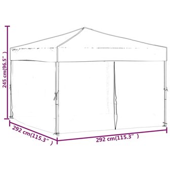 Partytent inklapbaar met zijwanden 3x3 m cr&egrave;mekleurig 9