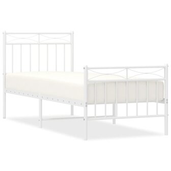 Bedframe met hoofd- en voeteneinde metaal wit 75x190 cm 2