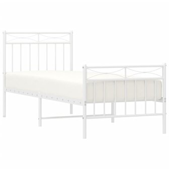 Bedframe met hoofd- en voeteneinde metaal wit 75x190 cm 3