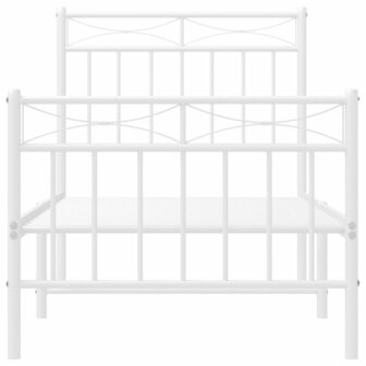 Bedframe met hoofd- en voeteneinde metaal wit 75x190 cm 5