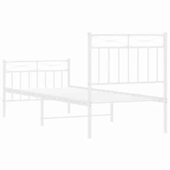 Bedframe met hoofd- en voeteneinde metaal wit 75x190 cm 7