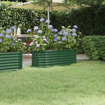 Plantenbak 114x40x36 cm gepoedercoat staal groen 1