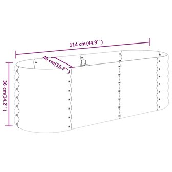Plantenbak 114x40x36 cm gepoedercoat staal groen 6