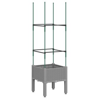 Plantenbak met latwerk 40x40x142,5 cm polypropeen lichtgrijs 2
