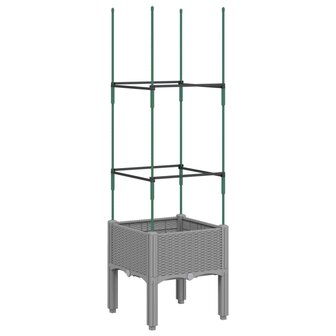 Plantenbak met latwerk 40x40x142,5 cm polypropeen lichtgrijs 5