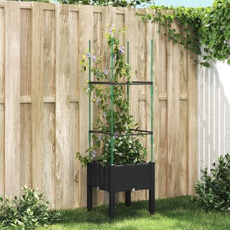 Plantenbak met latwerk 40x40x142,5 cm polypropeen zwart 1