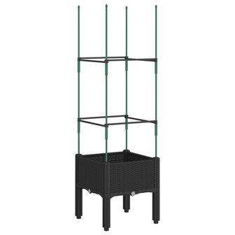 Plantenbak met latwerk 40x40x142,5 cm polypropeen zwart 2