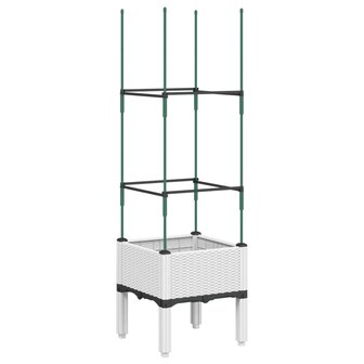 Plantenbak met latwerk 40x40x142,5 cm polypropeen wit 5